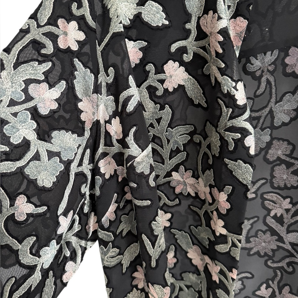 Lafayette 148 New York Brayden Long Sleeve Black Floral Button Down, Size XL - Picture 7 of 8